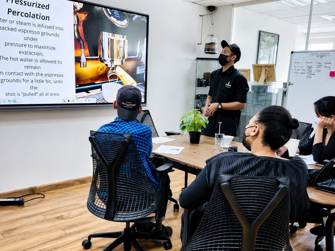 Theory lesson during a Boon barista training session
